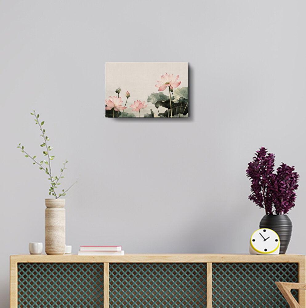 Lotus Border Flower - Wall Canvas