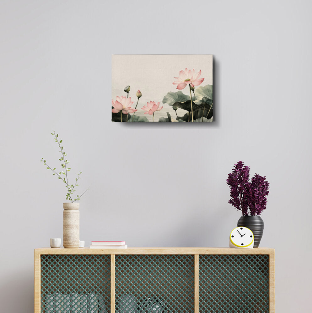 Lotus Border Flower - Wall Canvas