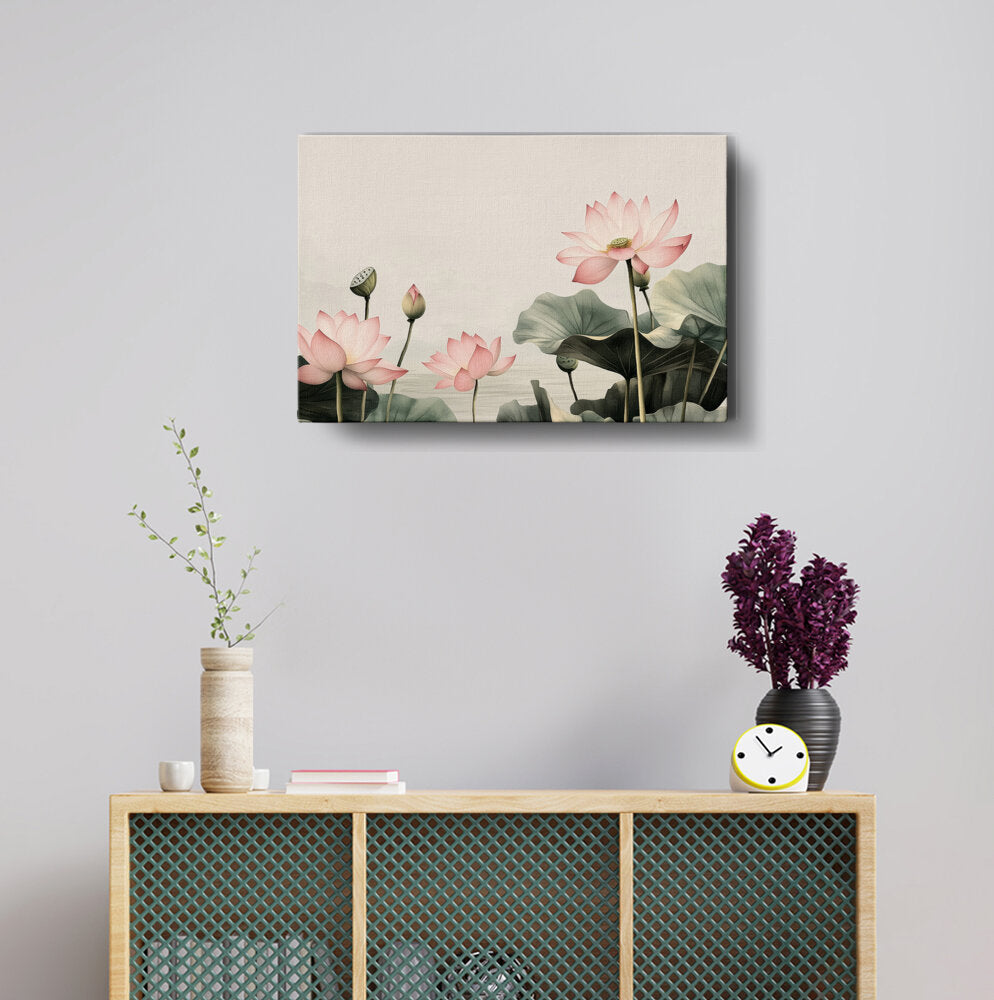 Lotus Border Flower - Wall Canvas