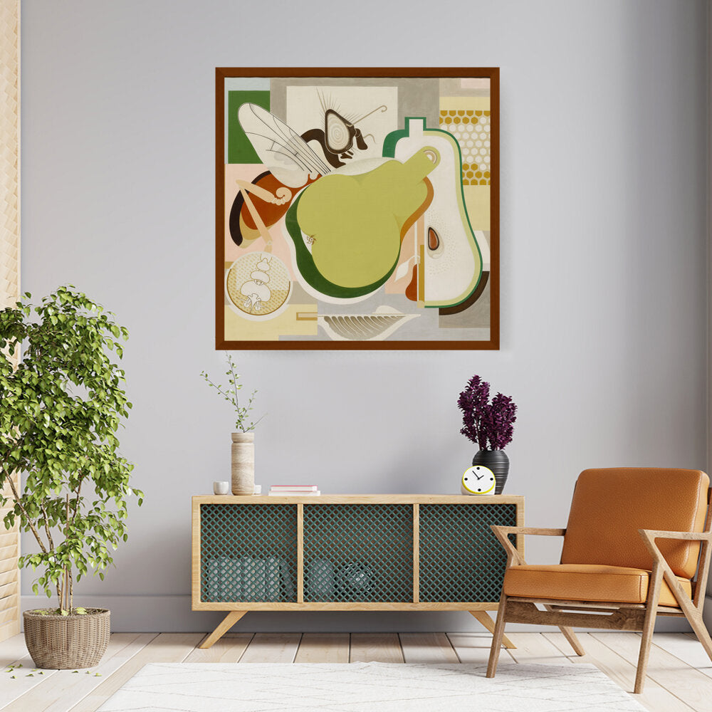 Wasp And Pear - Framed Canvas