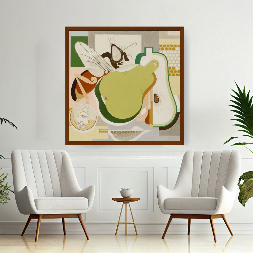 Wasp And Pear - Framed Canvas