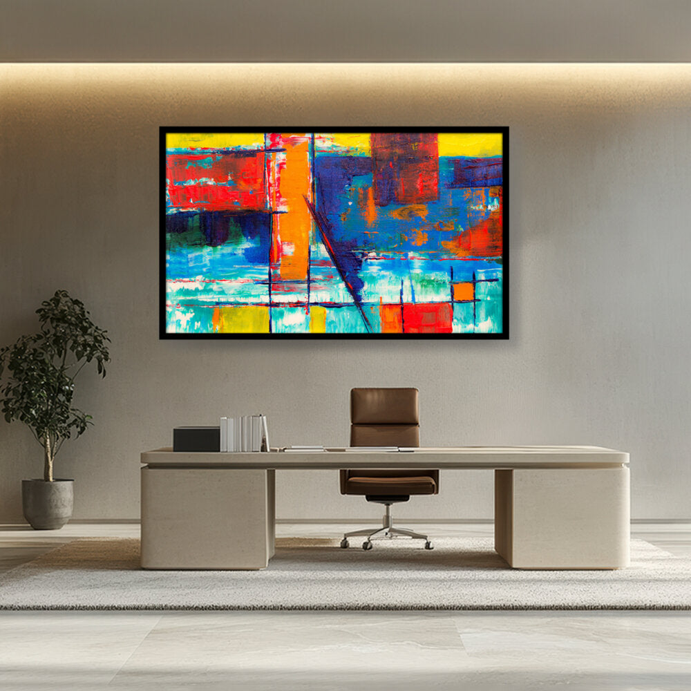 Multicolored Abstract - Framed Canvas