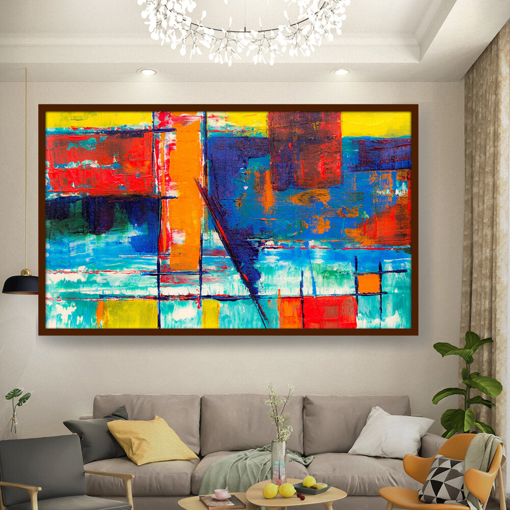 Multicolored Abstract - Framed Canvas