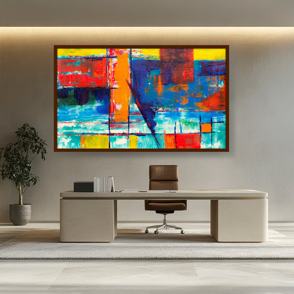 Multicolored Abstract - Framed Canvas