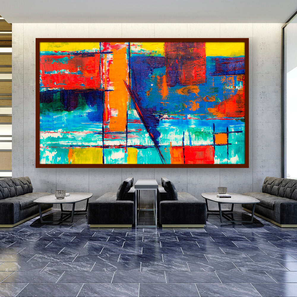 Multicolored Abstract - Framed Canvas