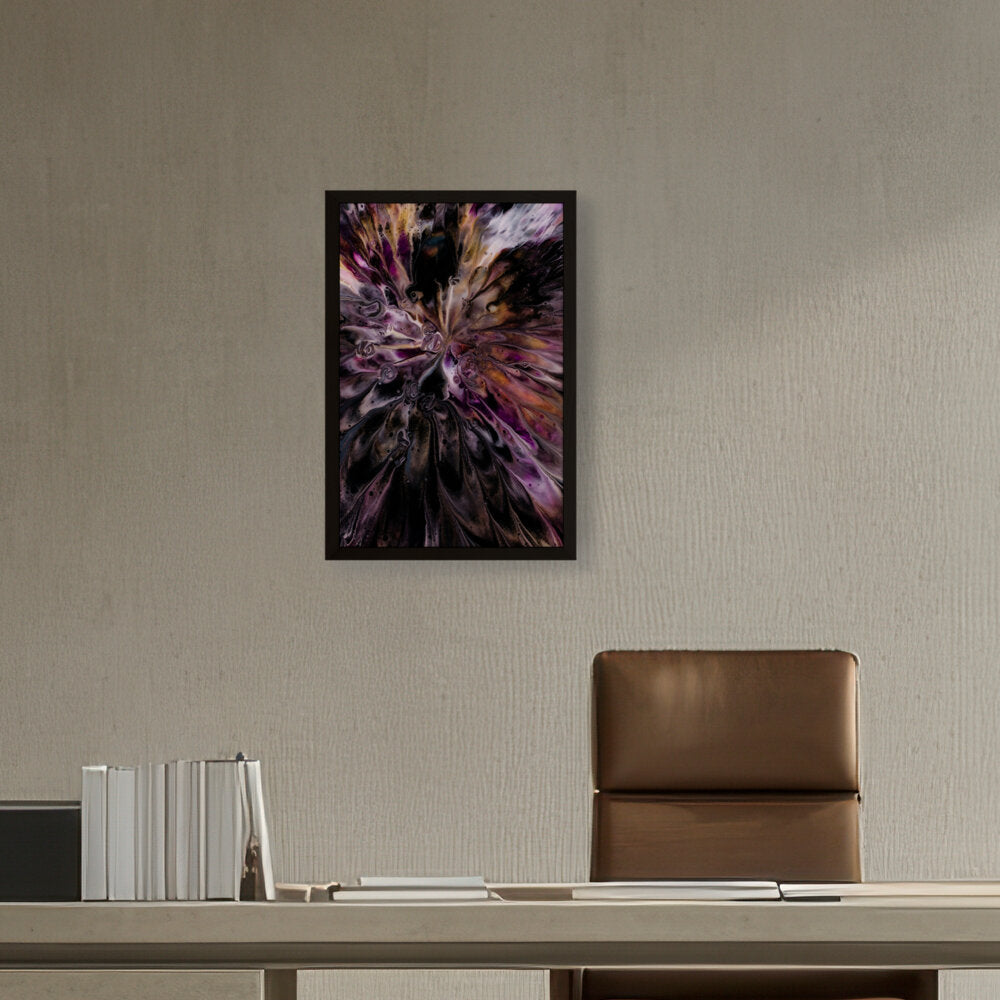 A Floral Artwork. - Framed Canvas