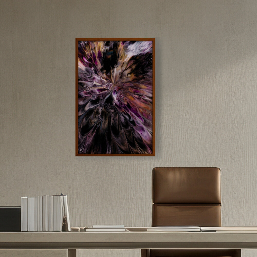 A Floral Artwork. - Framed Canvas