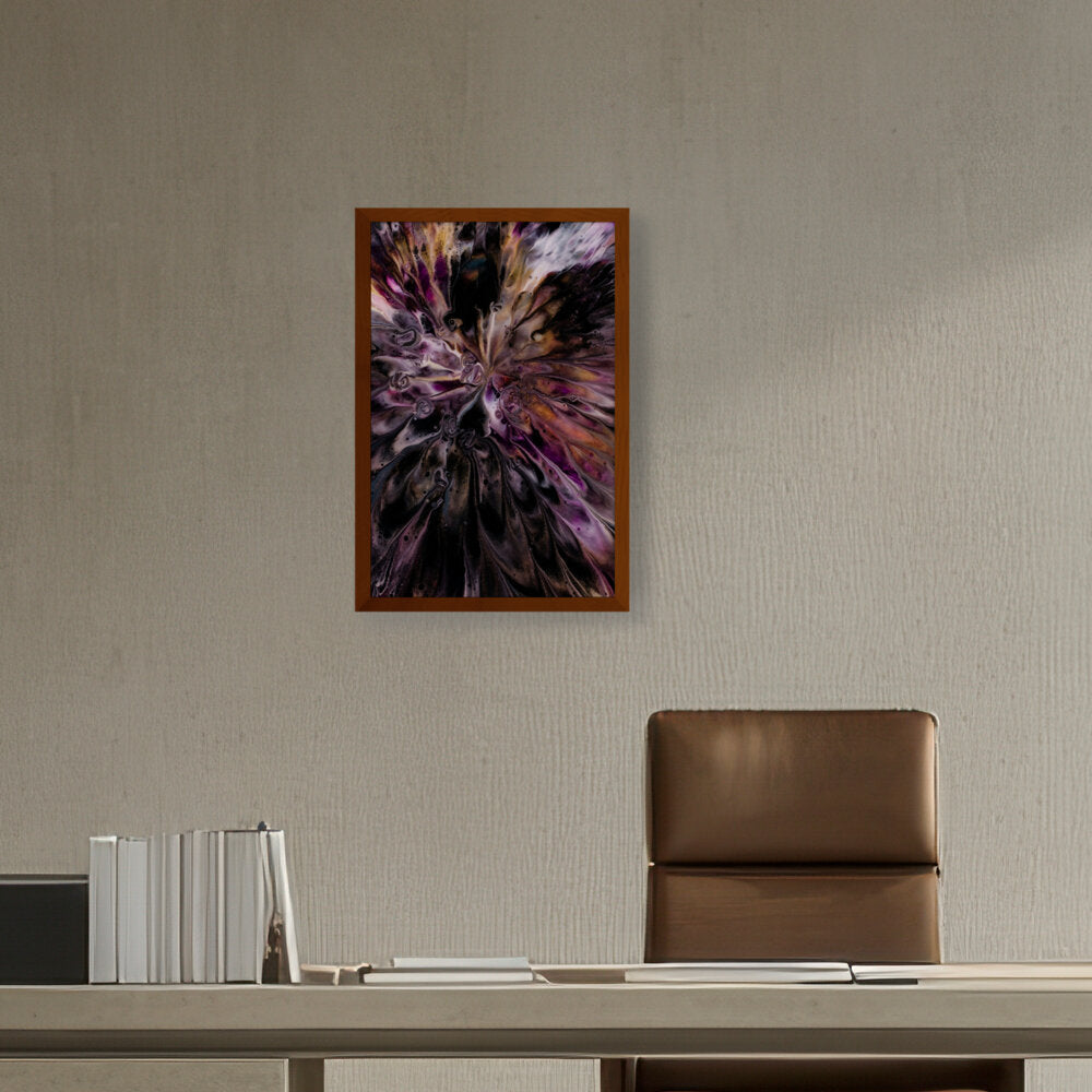 A Floral Artwork. - Framed Canvas