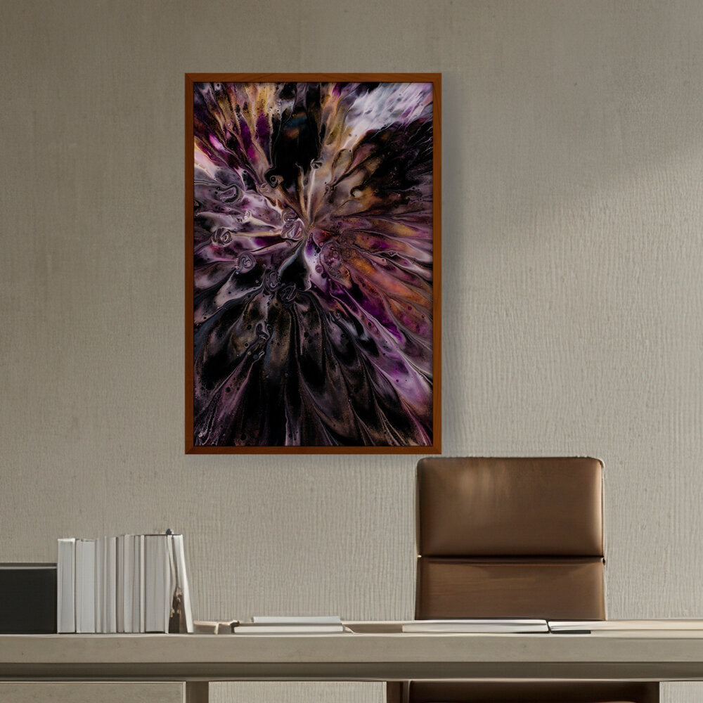 A Floral Artwork. - Framed Canvas