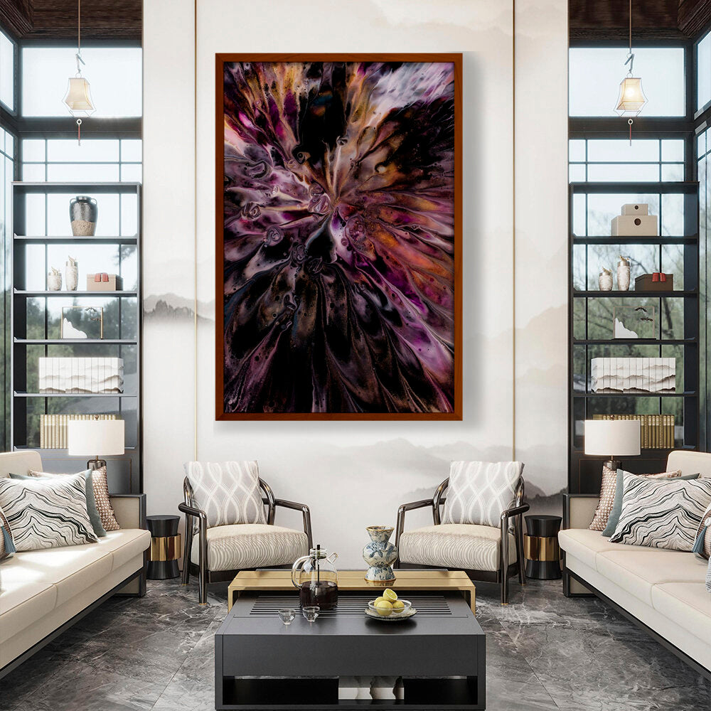 A Floral Artwork. - Framed Canvas