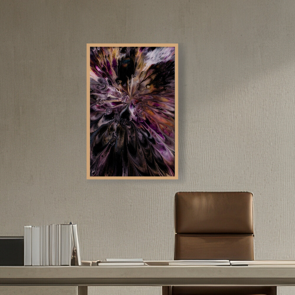 A Floral Artwork. - Framed Canvas