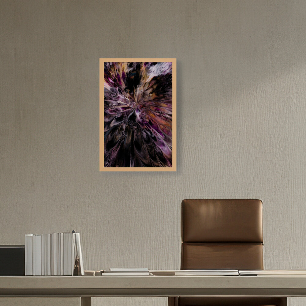 A Floral Artwork. - Framed Canvas