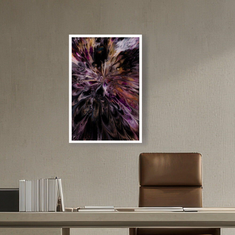 A Floral Artwork. - Framed Canvas