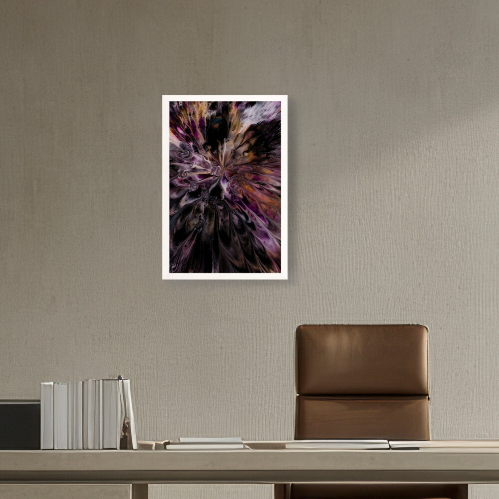 A Floral Artwork. - Framed Canvas