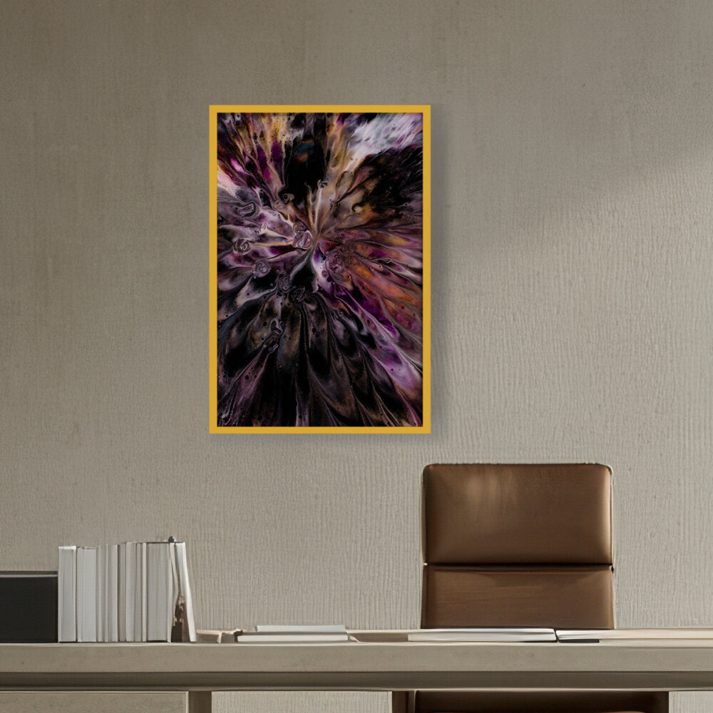A Floral Artwork. - Framed Canvas