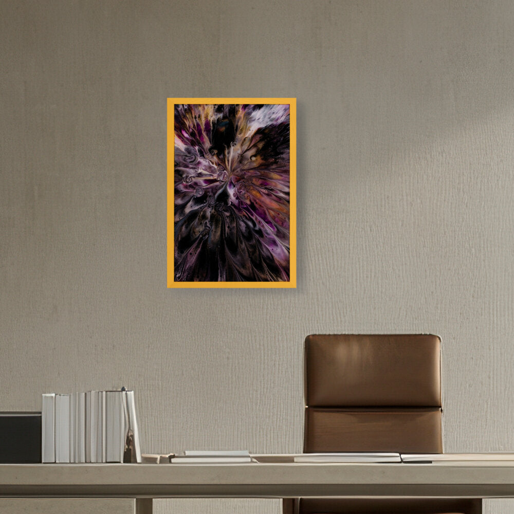 A Floral Artwork. - Framed Canvas