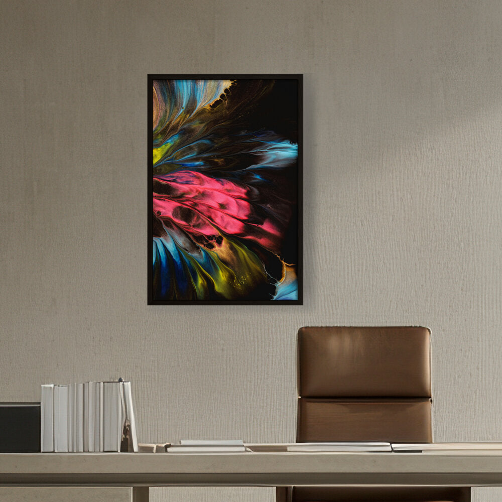 Dynamic Interplay Of Hues - Framed Canvas