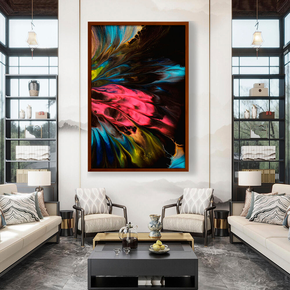 Dynamic Interplay Of Hues - Framed Canvas