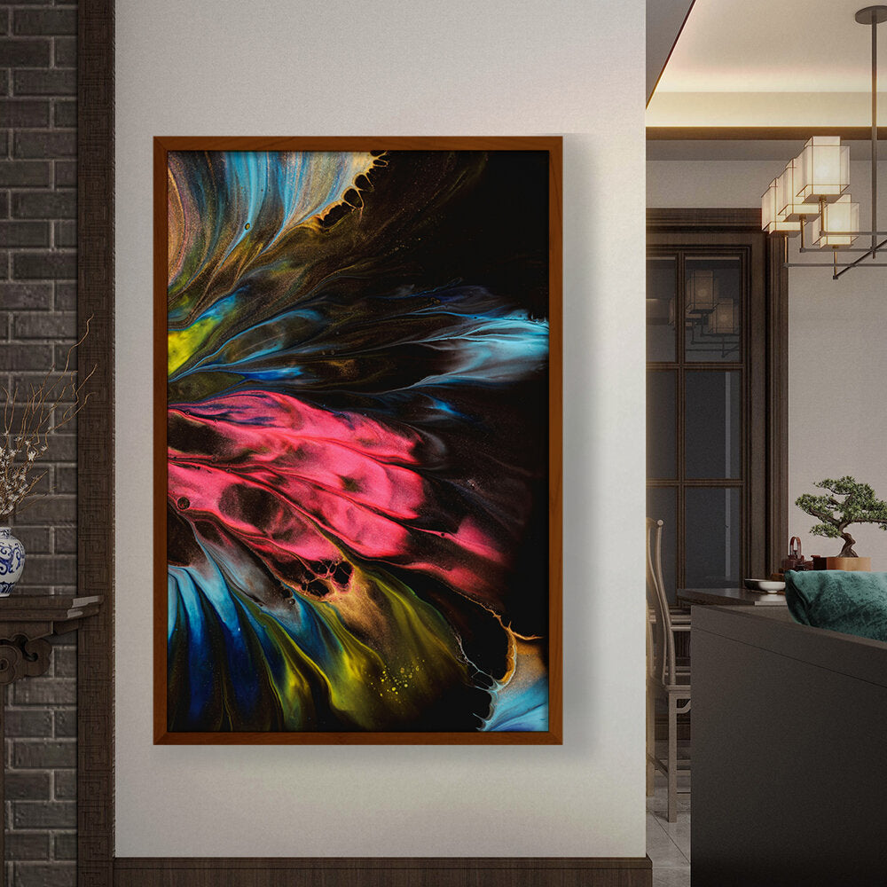 Dynamic Interplay Of Hues - Framed Canvas