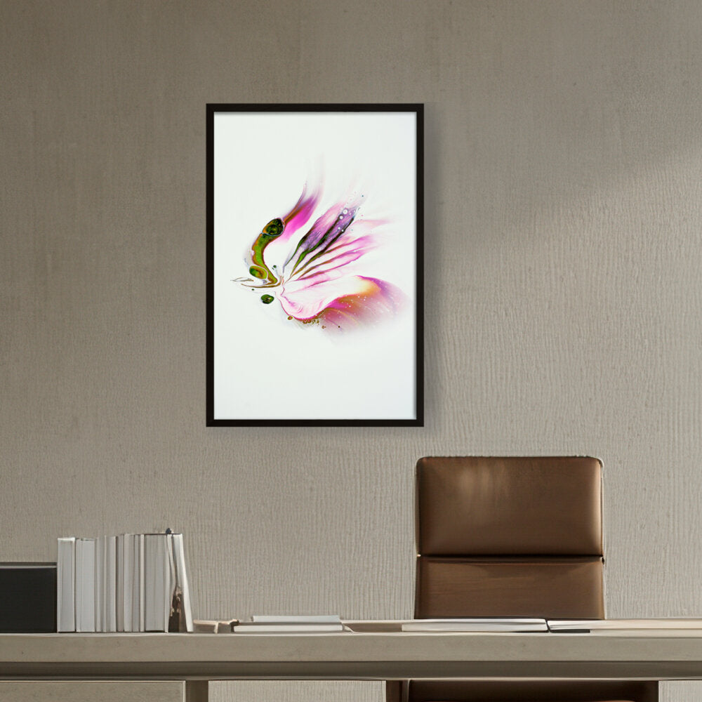 Butterfly Adorned With Flower - Framed Canvas