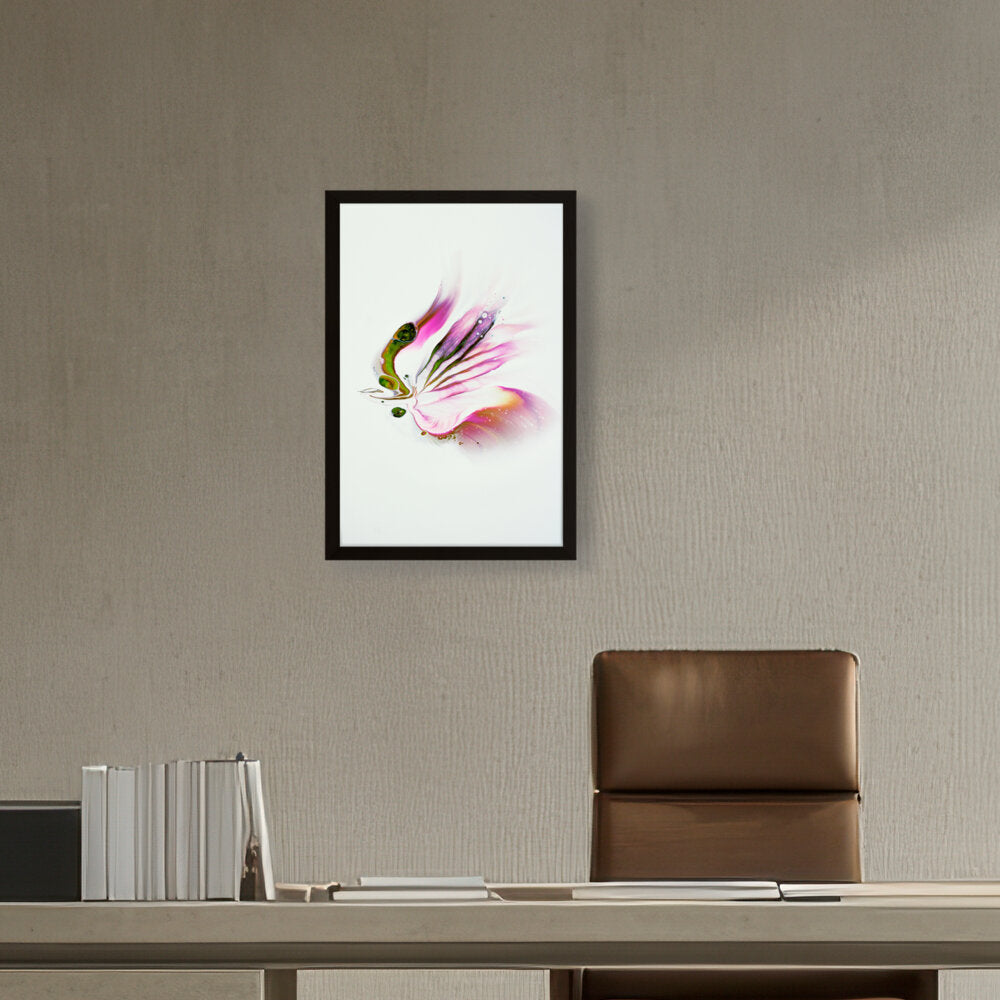 Butterfly Adorned With Flower - Framed Canvas