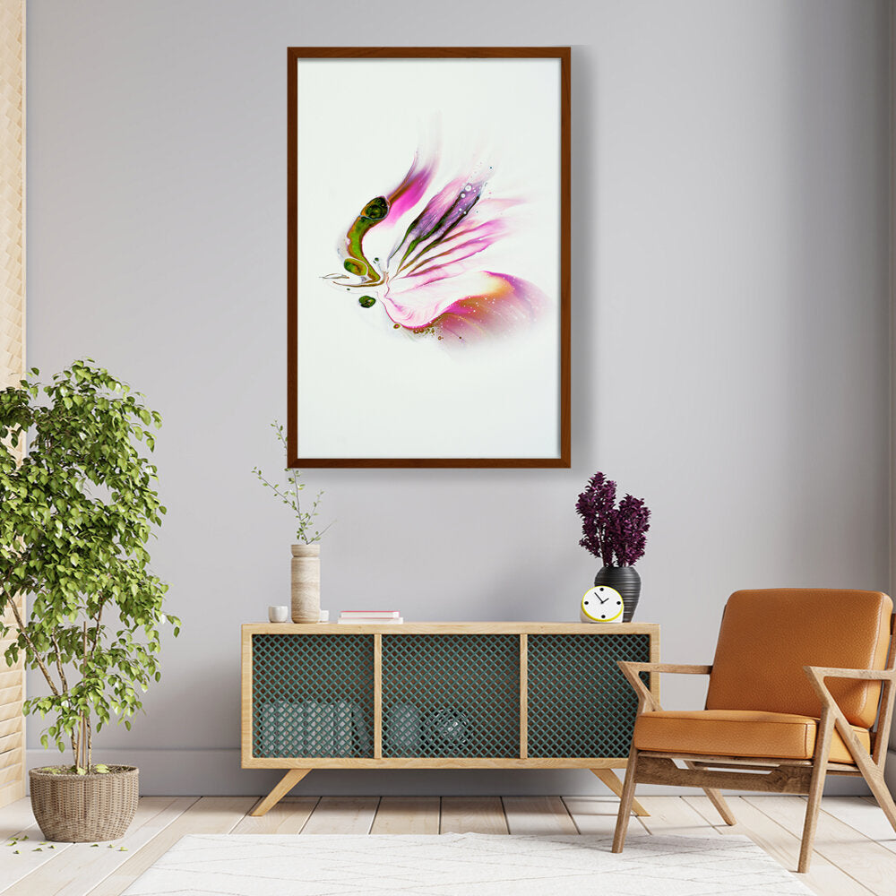 Butterfly Adorned With Flower - Framed Canvas