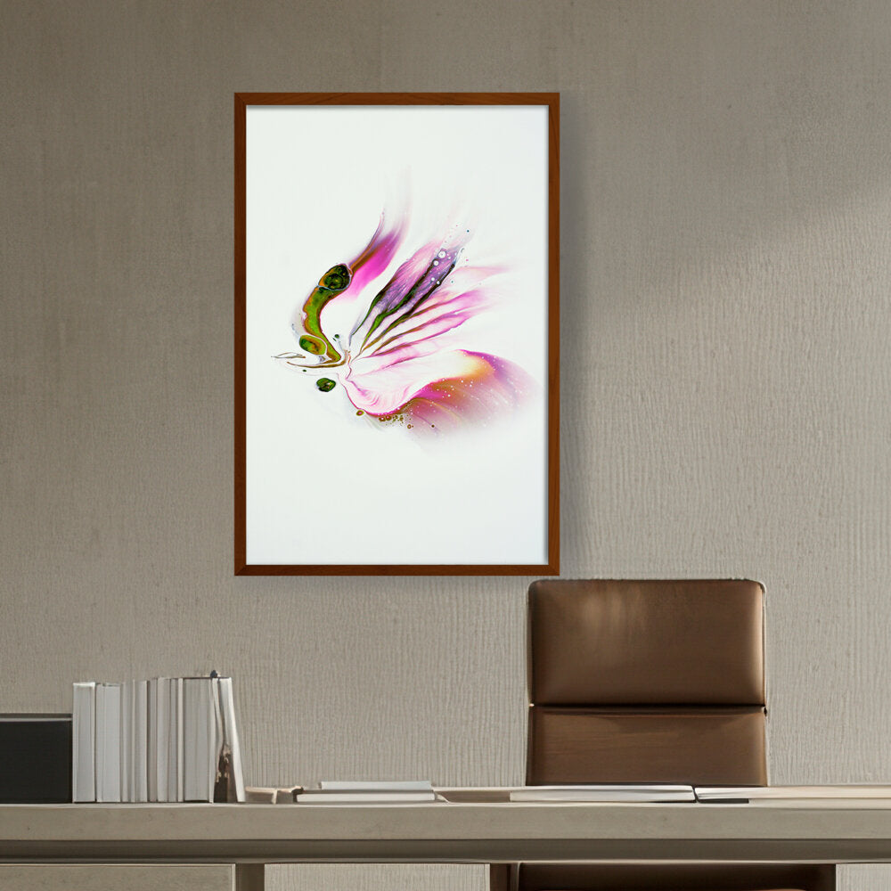 Butterfly Adorned With Flower - Framed Canvas