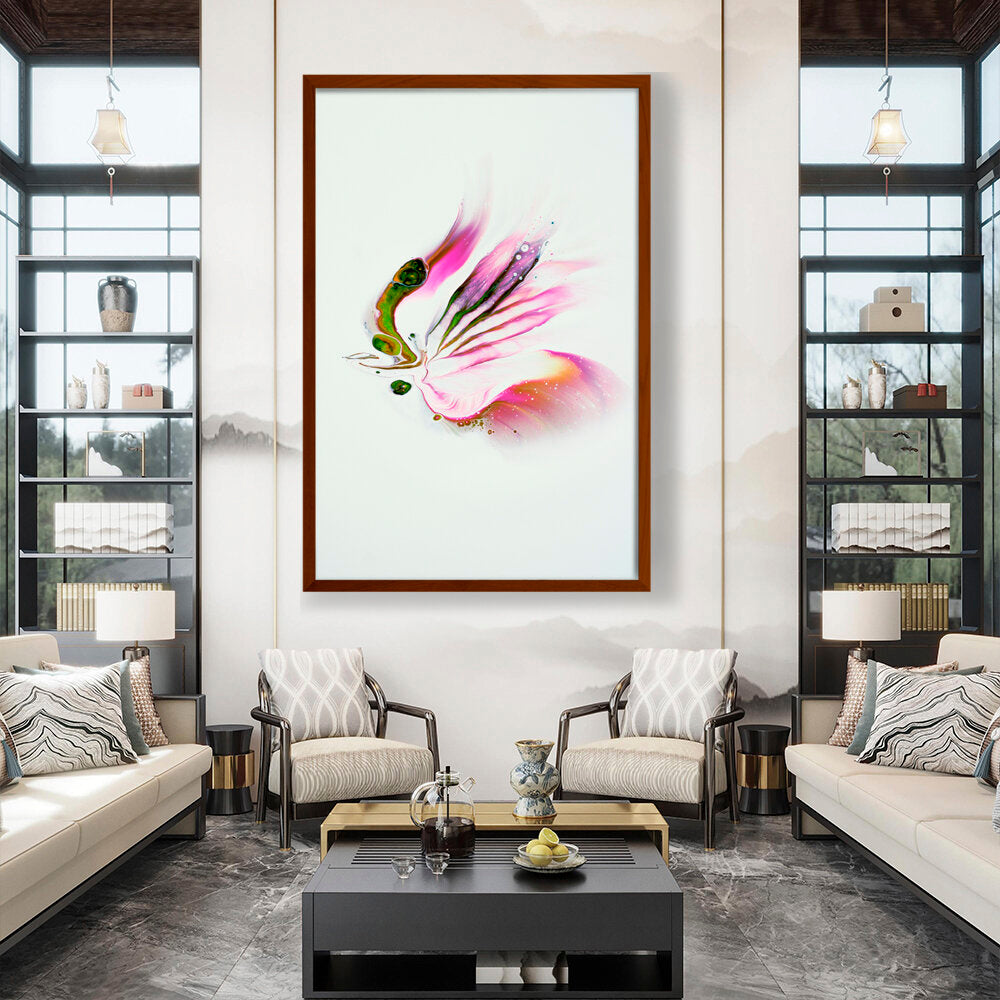 Butterfly Adorned With Flower - Framed Canvas