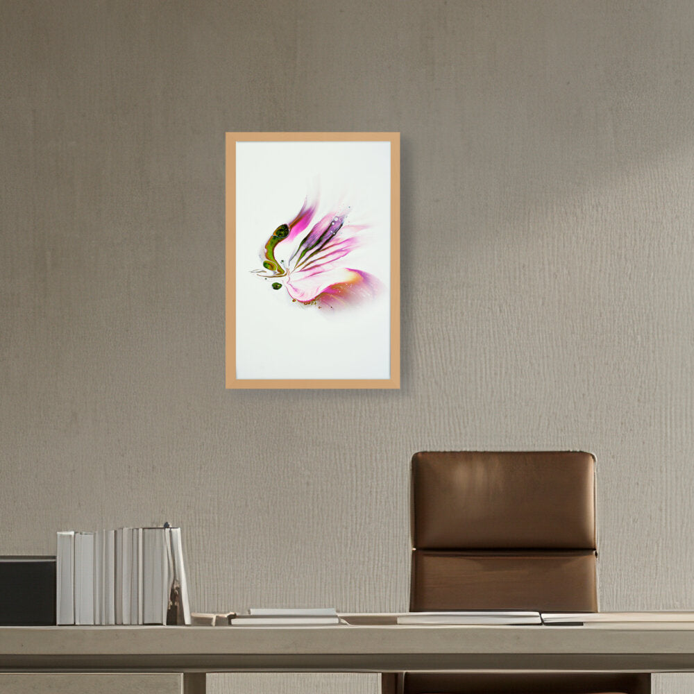 Butterfly Adorned With Flower - Framed Canvas