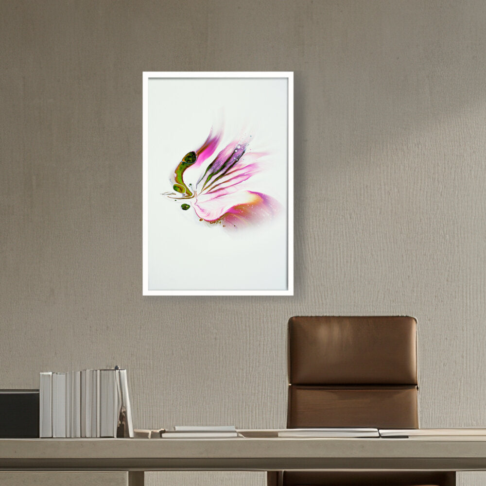 Butterfly Adorned With Flower - Framed Canvas