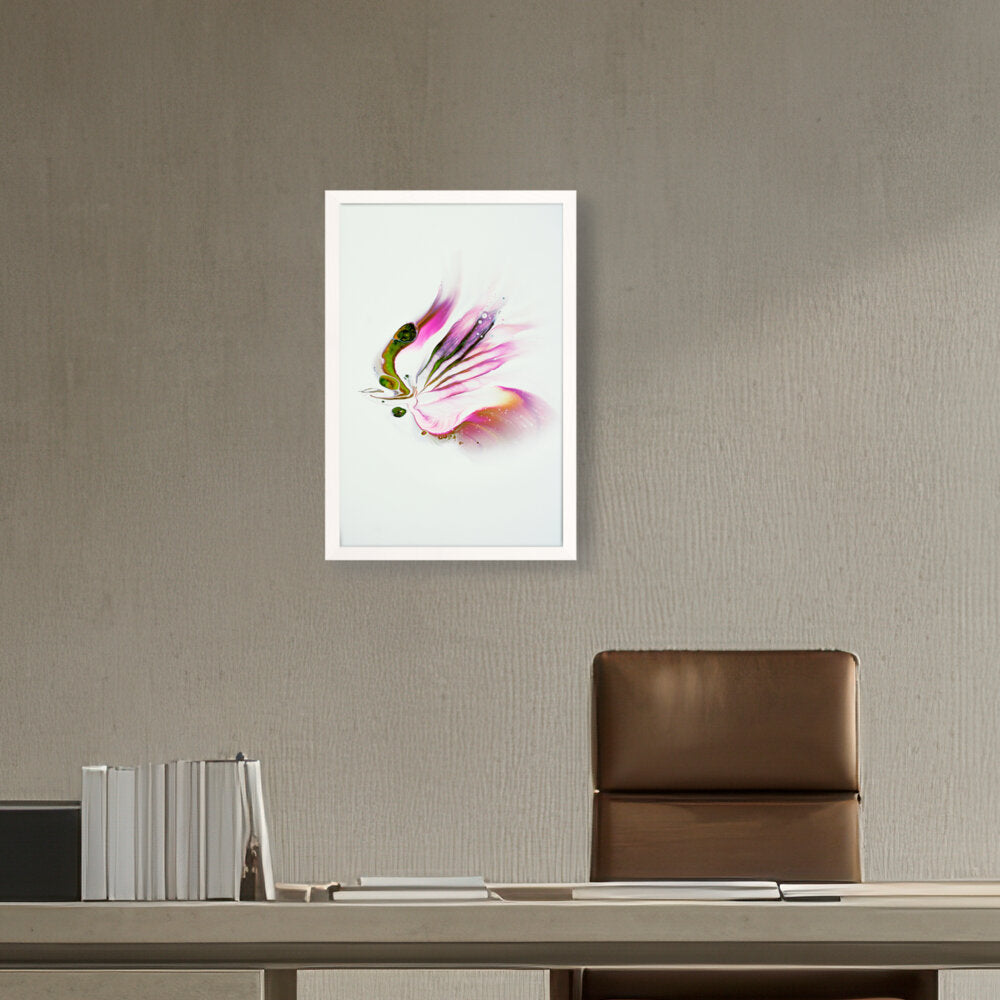 Butterfly Adorned With Flower - Framed Canvas