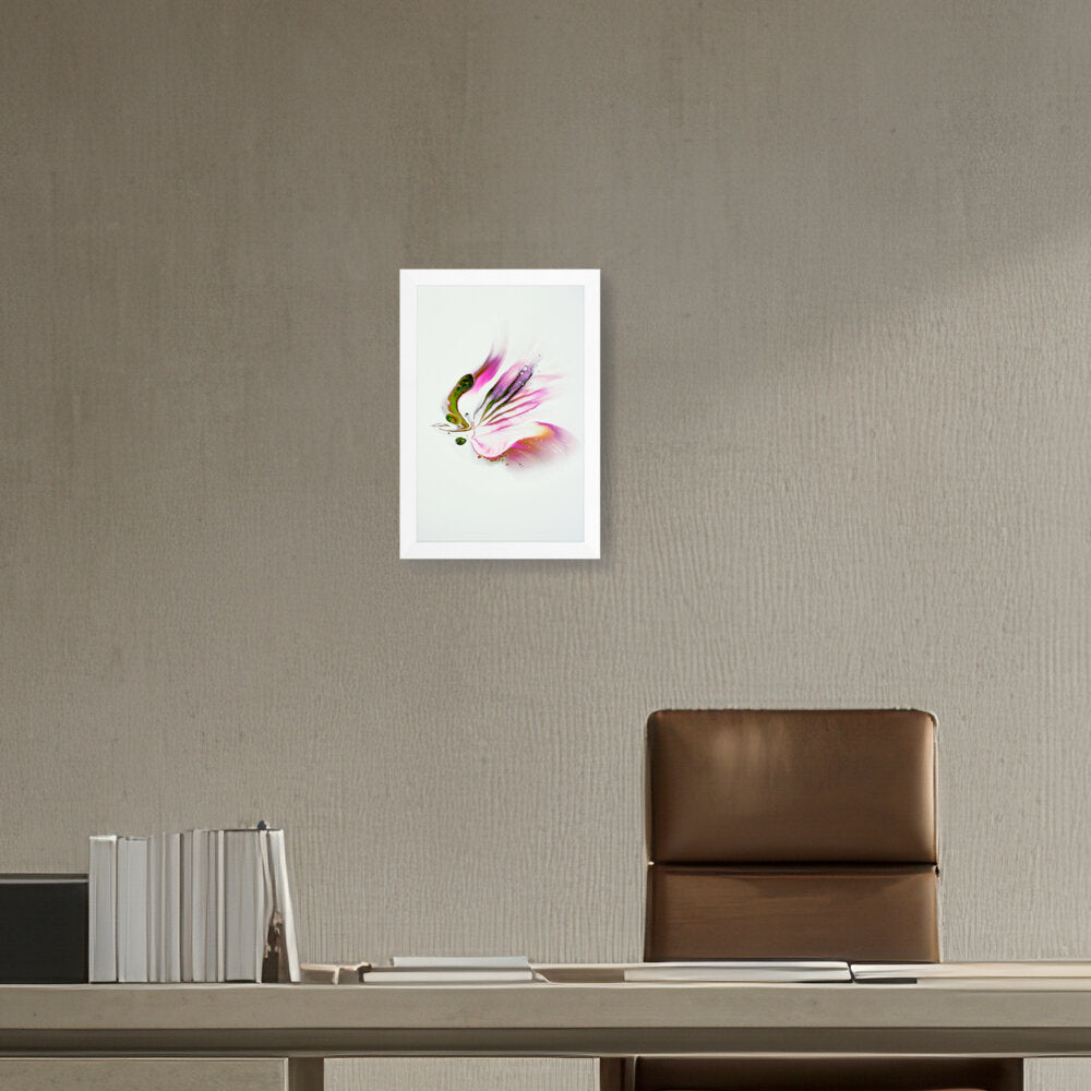 Butterfly Adorned With Flower - Framed Canvas