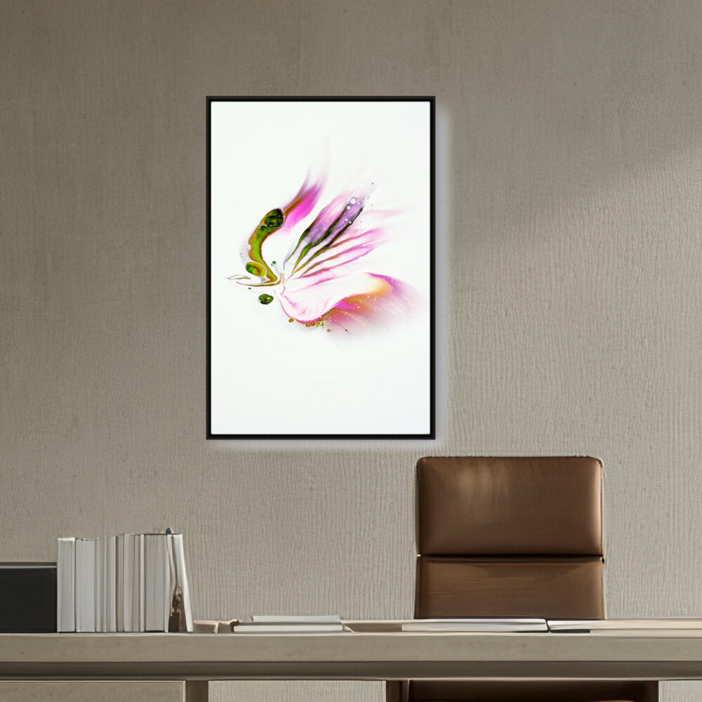 Butterfly Adorned With Flower - FLOATING FRAME