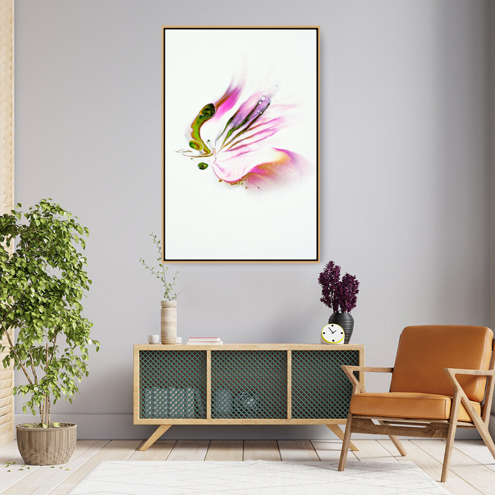 Butterfly Adorned With Flower - FLOATING FRAME