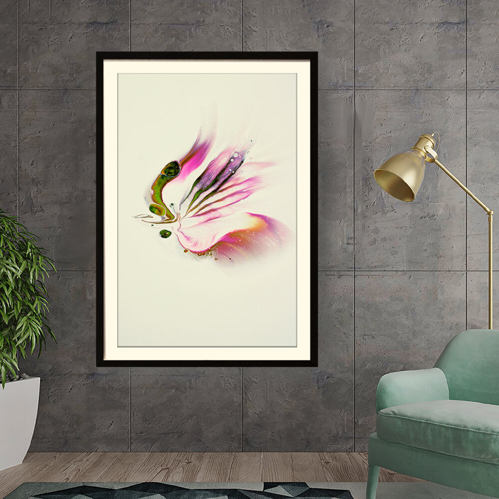 Butterfly Adorned With Flower - WALL MOUNT FRAME