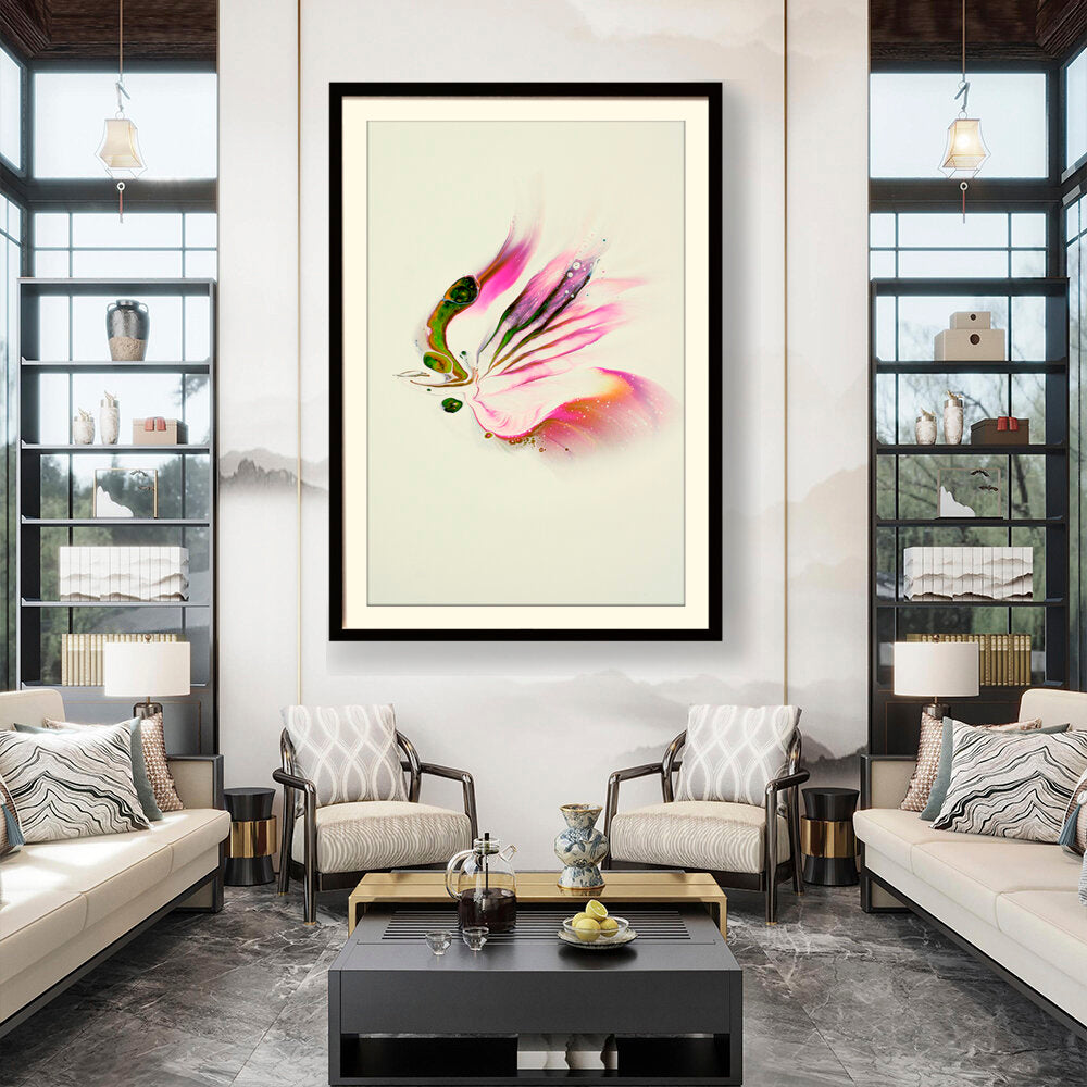 Butterfly Adorned With Flower - WALL MOUNT FRAME