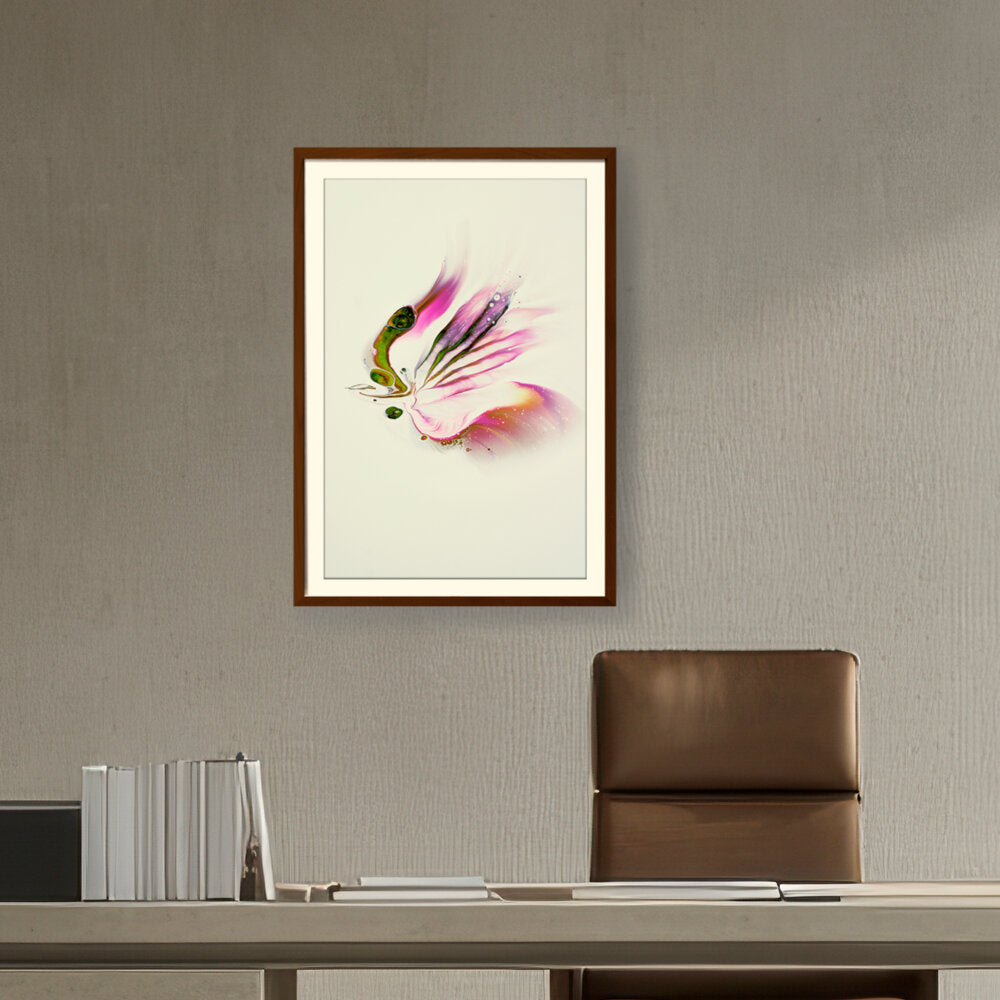 Butterfly Adorned With Flower - WALL MOUNT FRAME