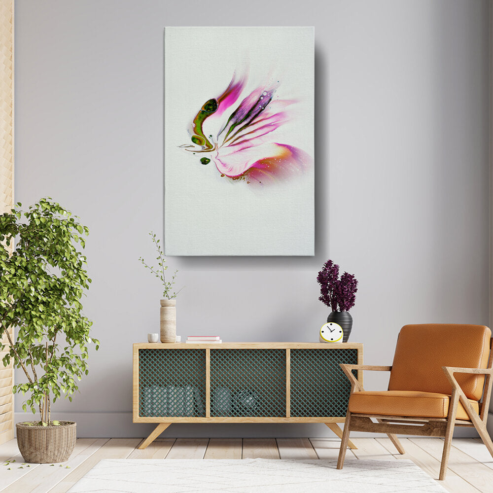 Butterfly Adorned With Flower - Wall Canvas