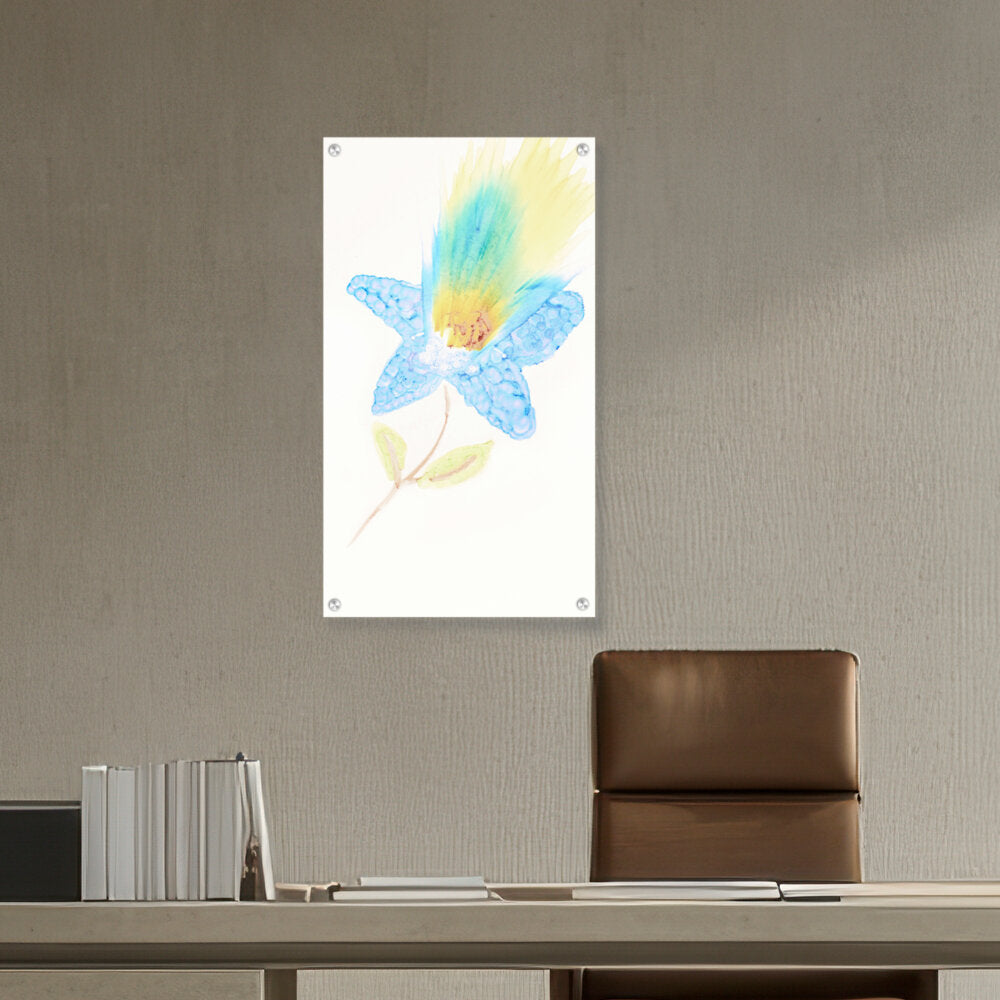 Yellow And Blue Feathers - Acrylic Wall Photo