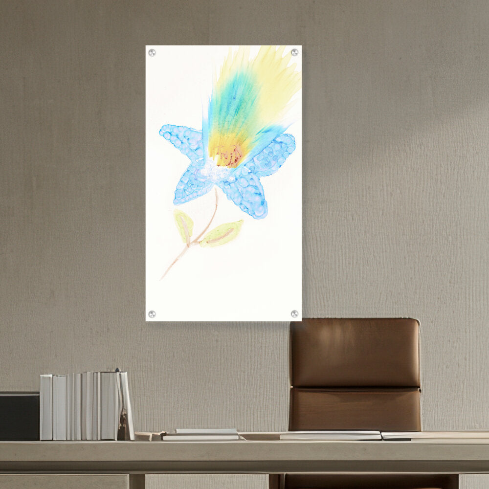 Yellow And Blue Feathers - Acrylic Wall Photo