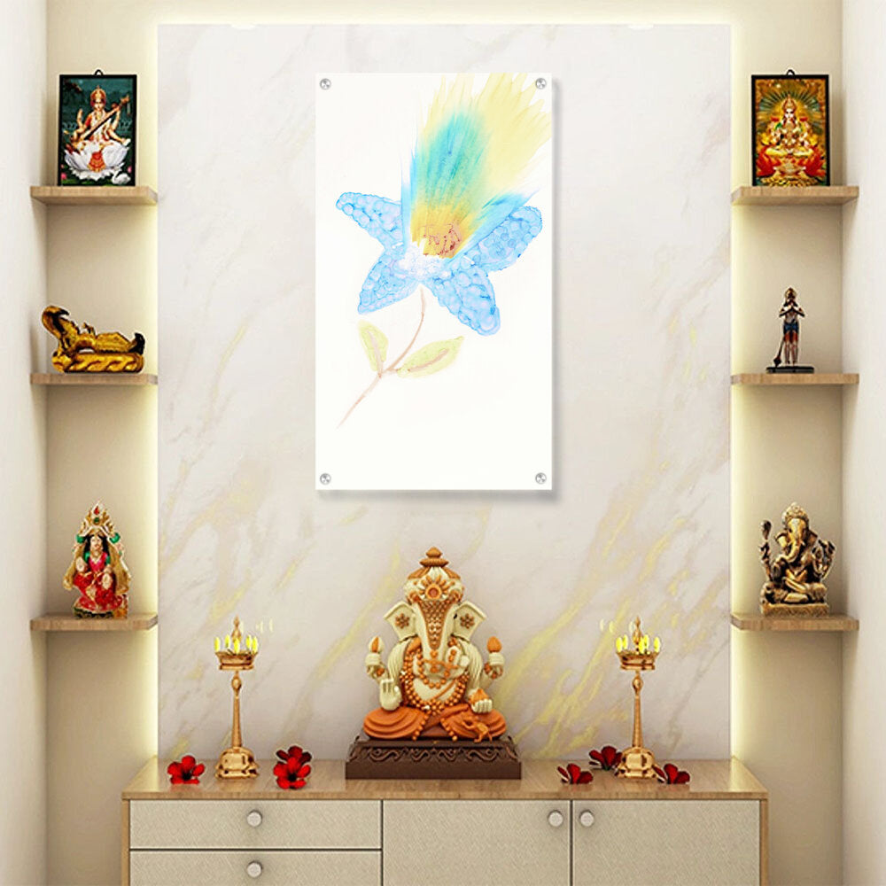 Yellow And Blue Feathers - Acrylic Wall Photo