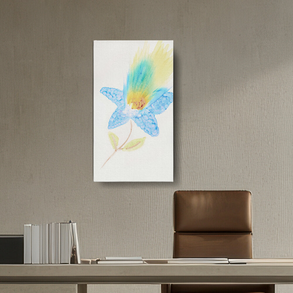 Yellow And Blue Feathers - Wall Canvas