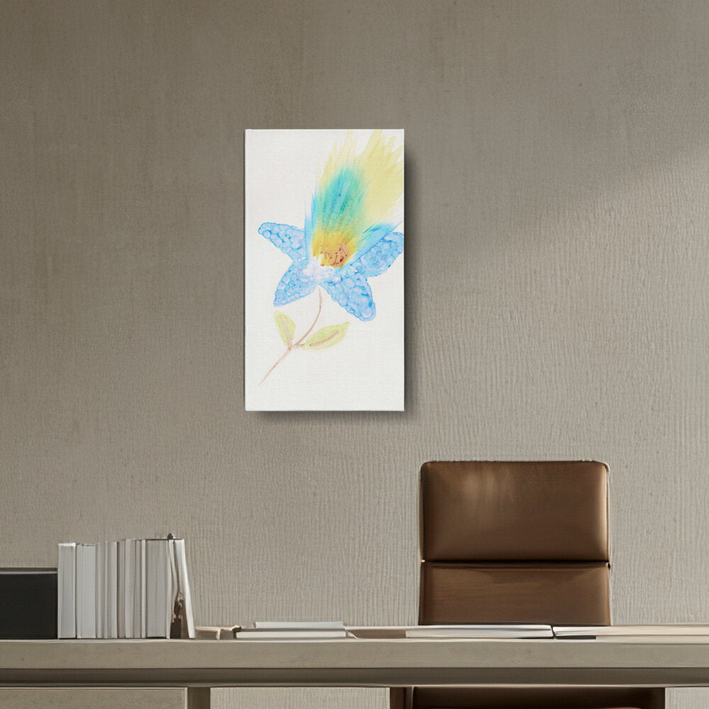 Yellow And Blue Feathers - Wall Canvas