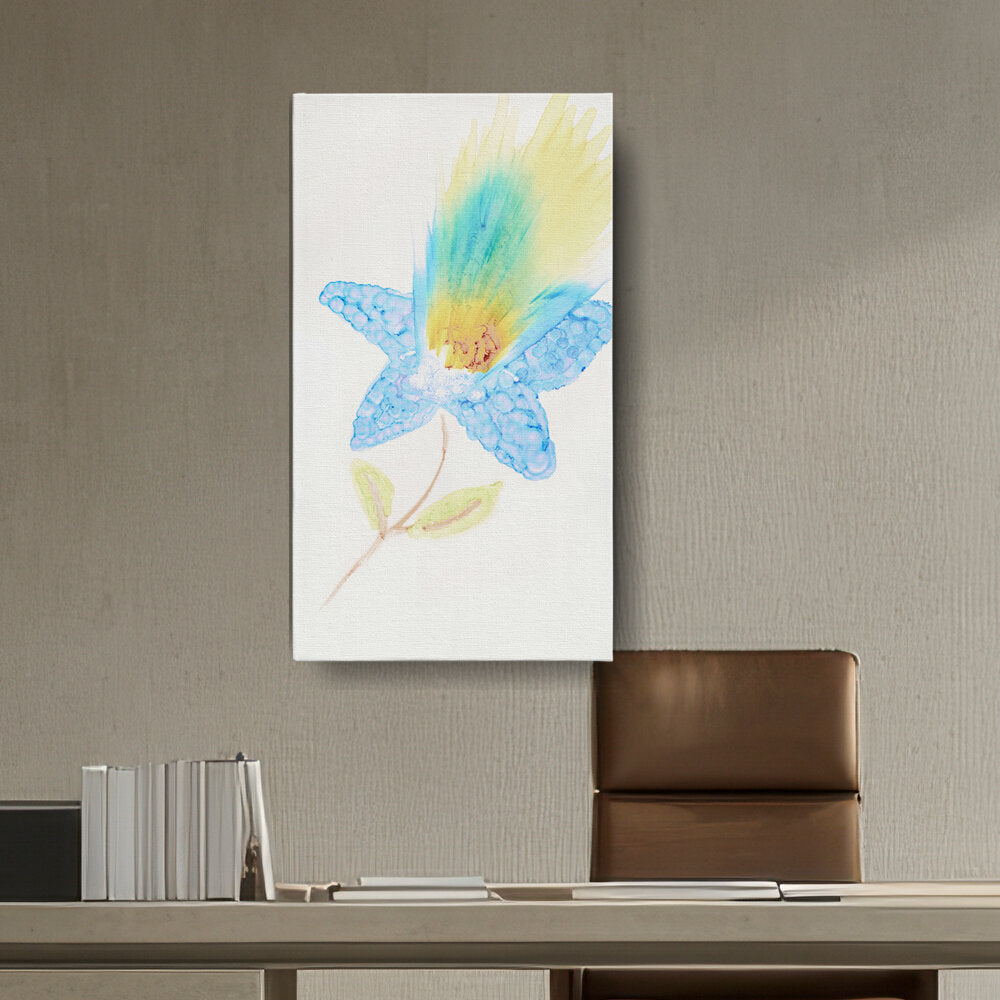 Yellow And Blue Feathers - Wall Canvas