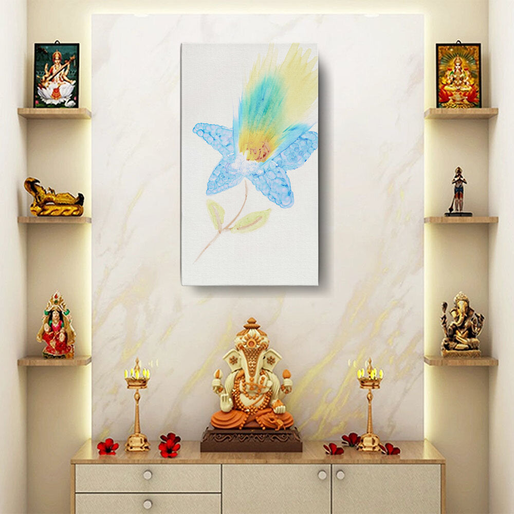 Yellow And Blue Feathers - Wall Canvas