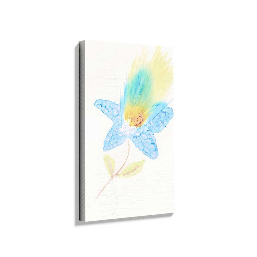 Yellow And Blue Feathers - Wall Canvas