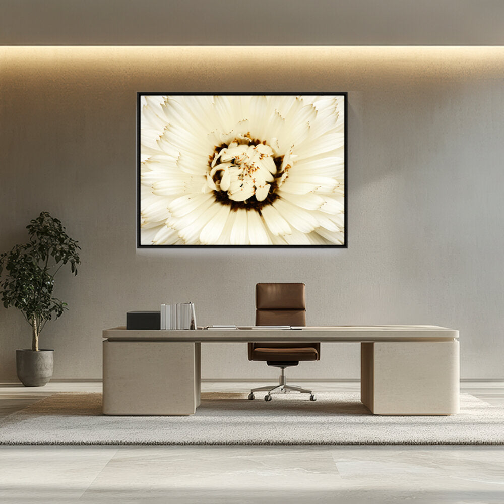 White Flower With Brown Spots - FLOATING FRAME