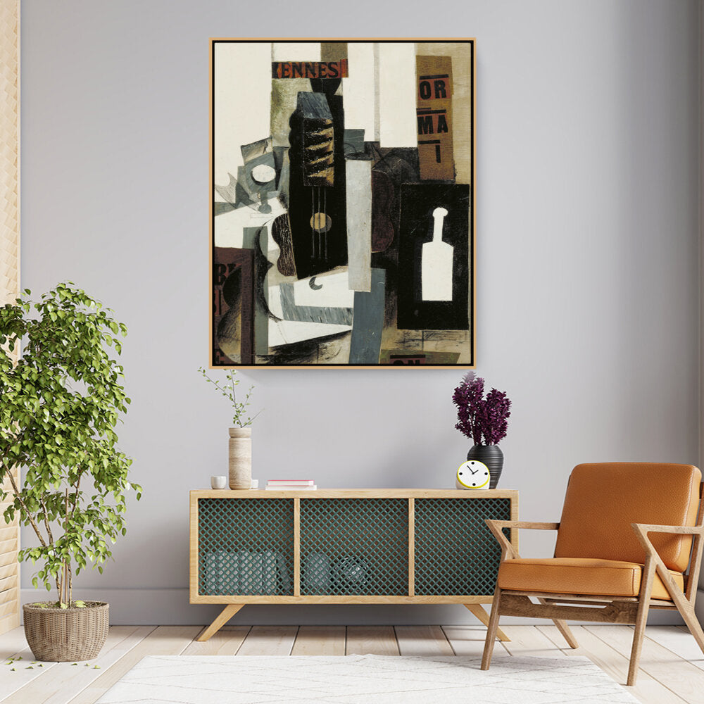 Glass, Guitar, And Bottle - FLOATING FRAME