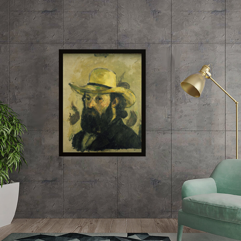 Self Portrait In A Straw Hat - Framed Canvas