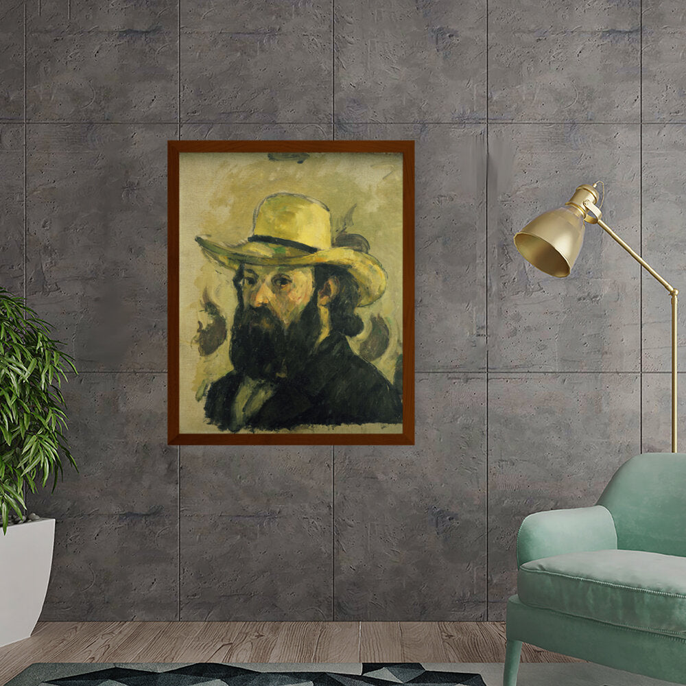 Self Portrait In A Straw Hat - Framed Canvas